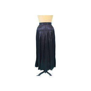 Vintage 1970s Black Satin Skirt Mrs H Winter Henri Bendel | W 23"